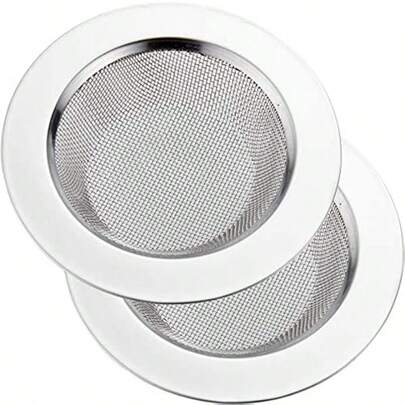 2 piezas Filtro de fregadero de cocina de acero inoxidable, filtro de drenaje de borde ancho para fregaderos con diámetro de 4.5 pulgadas, artículos de cocina, accesorios de cocina, utensilios de cocina