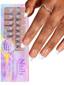 120片预制中号法式美甲贴片，棕粉色，全覆盖哑光背胶甲贴，半成品无缝贴合甲床，DIY美甲用品 - 棕色 - 查看 9