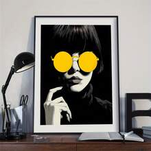 1入不插畫復古女孩，街頭波普藝術，學院系風格家飾，審美牆藝術，風格復古海報牆裝飾畫布海報客廳家飾時尚主題完美適用於客廳，臥室，辦公室裝飾抽象牆飾，現代牆壁裝飾，牆壁藝術裝飾家居裝飾廚房酒吧咖啡館餐廳俱樂部牆壁裝飾印刷完美禮物，送給朋友家居牆飾-無框 - 黑色 - 查看 5