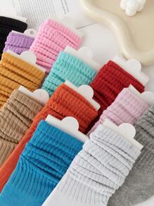 1 Pair Women's Sweet Dopamine Color Block Casual Crew Socks, Versatile Mid-Calf Socks, Spring/Summer - Baby Pink - View 3