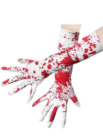 زوج من قفازات ملطخة بالدم لزي حفلة هالوين تقمص الأدوار، قفازات دموية بخضاب دموي للزي المرعب ، ملحقات تقمص أدوار للزي المرعب مناسبة لزينة قفازات الدم
