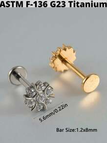 1 Stück Kubischer Zirkonia Sonne G23 Titan Knorpel Ohrringe Stecker 16G Innengewinde Stern Helix Cz Kubisch Zirkonia Blumen Ohr Tragus Piercing Schmuck Valentinstag