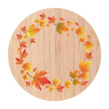1pc Autumn-Themed Hand-Painted Bamboo Cup Coaster With Leaves And Wreath Design, Heat-Resistant, Waterproof, Minimalist Decor With Festival Art Elements For Home Decoration - Multicolor - View 9