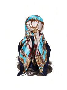 1 chiếc khăn quàng cổ in họa tiết xích dài 90cm bằng lụa giả dành cho nữ thích hợp làm đồ ngủ ban đêm và mặc hàng ngày, khăn quàng vuông/khăn bandana/khăn trùm đầu/áo bandana phong cách Boho Giáng sinh - Đỏ - Xem 13