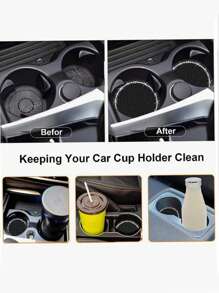 2 Peças Almofadas Antiderrapantes de Silicone para Porta-Copos de Carro, Tapete de Armazenamento para Decoração Interna de Veículo, Tapetes para Porta-Copos de Carro e Ranhuras da Porta, Almofadas Antiderrapantes para Uso Doméstico e Escritório - Multicolorido - Visão 5