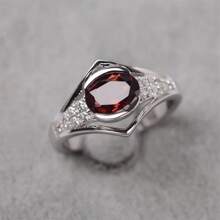 1pc Fashionable And Simple Ruby Ring, Suitable For Women's Daily Wear - Silver - View 1