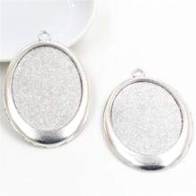 2pcs 30x40mm Oval Pendant Cabochon Blank Base Setting Alloy Metal DIY Jewelry Making Accessories - 30x40mm - View 6