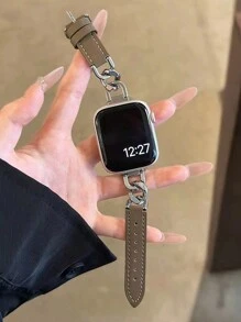 1 条 Apple Watch 表带金属牛仔链银色缝线皮革表带棕色，兼容 Apple Watch Series Ultra 2/1 S 9/8/7/6/5/4/3/2 Se，尺寸 38 毫米 40 毫米 41 毫米 42 毫米 44 毫米 女款，备注：适合腕长 120 毫米 - 180 毫米，更适合纤细手腕，时尚 Ins 风格，透气柔软，佩戴舒适。Apple WatchBand - 摩卡棕 - 查看 4