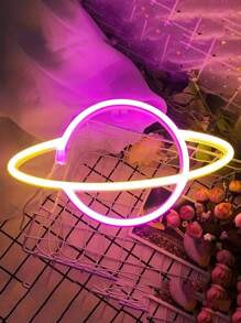 1 个 LED 星球形霓虹灯带挂钩，USB 和电池供电土星形设计霓虹灯，适用于桌子、卧室、墙壁、派对、学生宿舍、游戏室、婚礼装饰、送给朋友的生日礼物 - 彩色 - 查看 15