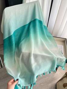 1pc Elegant Ombre Linen Pendant Scarf Women's Multi-Functional Fashion Shawl Decorative Long Scarf - Multicolor - View 5