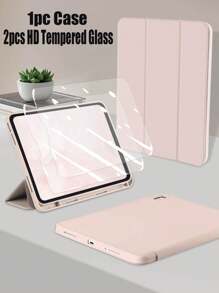 1 个平板电脑保护套 + 2 个钢化玻璃屏幕保护膜套件、高清钢化玻璃屏幕、带手写笔插槽的粉色平板电脑保护套、可调节视角三折支架、PU 皮革保护套、亲肤材质、磁性闭合、自动睡眠/唤醒、智能省电、简约/高级/休闲/经典三折保护套,兼容 iPad Mini 4/5/6、9.7/10.2/10.5、Air 4/5/10.9、Pro 11 (2020)/10th、Pro 12.9 英寸 (2020)/Air 11 英寸 (M2)-2024 Apple 型号。 - 粉紅色 - 查看 3