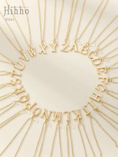 Hihho 1pc Stainless Steel Alphabet Pendant Necklace, Suitable For Sweet Ladies And Girls As A Gift For Parties And Special Occasions, Also Ideal As A Student Gift