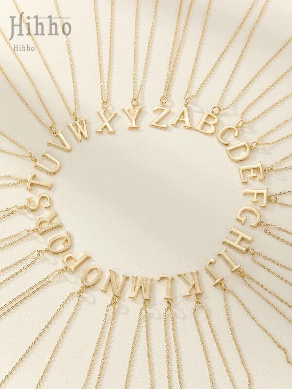 Hihho 1pc Stainless Steel Alphabet Pendant Necklace, Suitable For Sweet Ladies And Girls As A Gift For Parties And Special Occasions, Also Ideal As A Student Gift