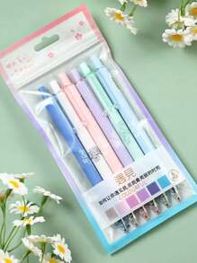 6 peças Canetas neutras clicáveis, Caneta de Assinatura Preta Baseada em Água ST para Estudante, Caneta de Secagem Rápida, item obrigatório de volta às aulas - Multicolorido - Visão 15