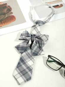 2 件装女士经典条纹 JK 制服学院风领结套装学生青少年英伦风格格子女孩领带校园配饰女士 - 多色 - 查看 7