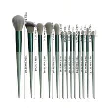 Nuevo Set de 13 brochas de maquillaje portátiles de color marrón café con bolsa de terciopelo, que incluye brocha para colorete, brocha para sombra de ojos, brocha para polvos, brocha para contorno, brocha correctora y Set completo de herramientas de maquillaje,pinceles de maquillaje brochas para maquillaje cepillo maquillaje pincel maquillaje pinceles para maquillaje brochas maquillaje pinceles maquillaje cepillo maquillaje - Verde militar - Ver 3