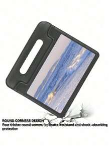 适用于 Apple Fire 7 5/7/9/12 代、2015 2017 2019 2022 Fire HD 8 6/7/8 /10 代、2016 2017 2018 2020/Fire HD 8 Plus 2022 型号的黑色 EVA 保护壳，全身平板电脑支架，柔软防震保护壳 - 黑色 - 查看 4