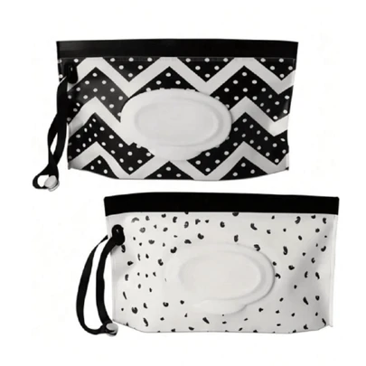 2 件装婴儿湿巾分类袋 - 便携式翻盖湿巾包密封压缩湿巾储存袋婴儿洗澡家庭装饰礼物