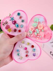 12 Pcschildren Ring Gift Set Plastic Ring Alloy Ring Adjustable Ring, Fashion Girl Ring Jewelry Gift Shiny Plastic Jewelry Ring Children's Accessories Birthday Gift And Animal Princess Party, Crown Design And Drop Craft, Suitable For Girls, Thanksgiving Christmas Gift