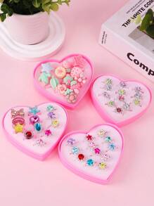 12 Pcschildren Ring Gift Set Plastic Ring Alloy Ring Adjustable Ring, Fashion Girl Ring Jewelry Gift Shiny Plastic Jewelry Ring Children's Accessories Birthday Gift And Animal Princess Party, Crown Design And Drop Craft, Suitable For Girls, Thanksgiving Christmas Gift