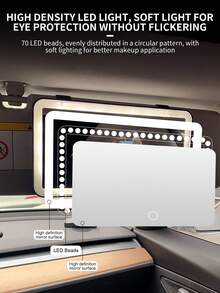 1pc Car Sun Visor LED Makeup Mirror Light, HD Mirror Surface With Light Vehicle-Mounted Vanity Mirror