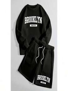 Men Hoodie & Sweatshirt Co-Ords - 黑色 - 查看 1