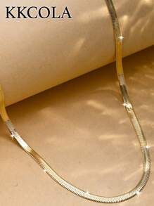 KKCOLA 1 件时尚扁蛇项链，颈链首饰，适合日常佩戴，适合情侣、妈妈、女儿、珠宝的礼物 - 金黃色 - 查看 1