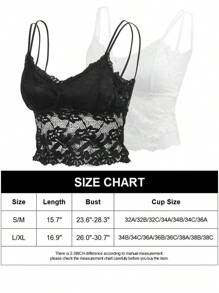 2 Pack Women Lace Bralette Camisole Spaghetti Strap Casual Tank Top Tube Summer Sexy Butterfly Racerback V Neck Slim Basic Crop Cami Tops - 白色x2 - 查看 4