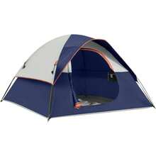 3 Person Tent - Dome Tents For Camping, Waterproof Windproof Backpacking Tent, Easy Set Up Small Lightweight Tents, For All Seasons Hiking Beach Outdoor With 3 Mesh Windows - Blue - View 1