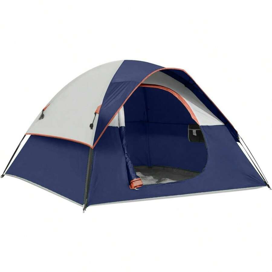 3 Person Tent - Dome Tents For Camping, Waterproof Windproof Backpacking Tent, Easy Set Up Small Lightweight Tents, For All Seasons Hiking Beach Outdoor With 3 Mesh Windows - Blue - View 1