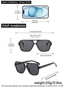 1 副男士亚克力双梁飞行员方形镜框时尚眼镜，适合日常出行和海滩度假，打造街头风造型，可搭配毛衣、夹克、卫衣、连帽衫、皮裤和工装裤，是夏季海滩度假、户外活动和旅行的理想之选。