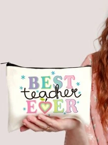 1入組字母帆布手提包、文具袋、鉛筆盒、手拿包、禮物袋，適用於母親、女兒、好友、老師、畢業生、上學必備品、教師節禮物和假日必需品 - 彩色 - 查看 15