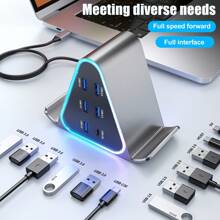 11-IN-1 USB C Hub USB Splitter USB Docking Station Laptop USB Hub With 6 5Gbps High-Speed Data USB-A Ports For Laptop, Console, Printer, Mouse Compatible With A Wide Range Of Systems - Silver - View 1