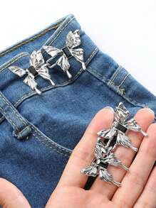 1 pieza Hebilla de cinturón hueca con mariposa, clip desmontable duradero y de moda para jeans, faldas, pantalones. Adecuado para estudiantes femeninas, con un broche de imitación de perla, para ajustar el cinturón o usar como accesorio de ropa.