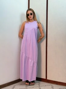 Women Long Dresses - Lilac Purple - View 3