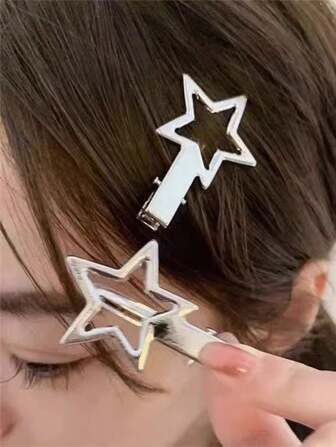 4pcs Women's Y2K Cute Pentagram Hair Clips, Perfect For Daily Hairstyles, Side Bangs, Alligator Clips,Hair Accessories,Hair Barrettes Claw Clips