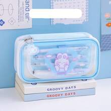 1 pieza Estuche de lápices de gran capacidad con diseño de conejito lindo de dibujos animados, esencial para estudiantes en la temporada escolar - Unitalla - Ver 10