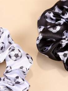 2pcs/Set Minimalist Football Shaped Hair Scrunchies, Versatile Fashion Accessories Suitable For Parties, Football Season For Kids - Multicolor - View 5