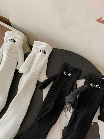 2 par magnetiska attraktionsparockor, vår och höst, vita vadstrumpor, fina klibbiga halkfria fotstrumpor, höst