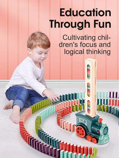 Electric Domino Train Set, Self-Dispensing Educational Construction Toy, Interactive Parent-Child Play