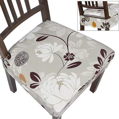 1/2/4/6pcs Elastic Printed Seat Cushion Covers For Chairs, Hotel/Home Use