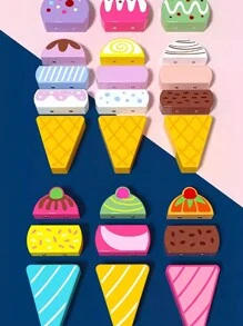 Multi-pieza Carrito de Juguete de Helados para Niños, Juego de Emparejamiento de Formas, Juguete Educativo Temprano para Niños de 2 a 5 Años