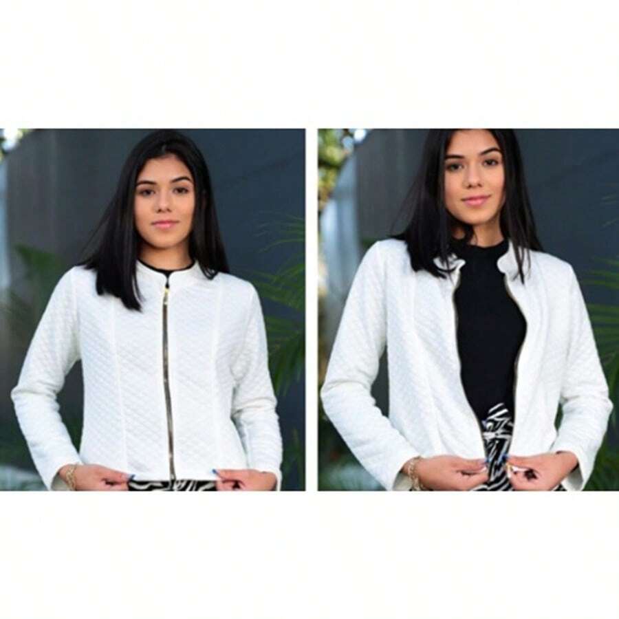 Blogueirinha Style Youth Matelassé Jacket - trắng - Xem 1