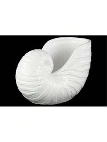 Urban Collection Ceramic Nautilus Seashell Sculpture - White - White - View 2