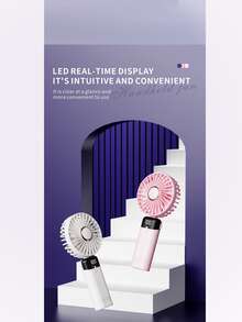 2024年最新款1入組便攜式頸掛/手持式風扇，搭載LED顯示屏，USB可充電小風扇，適用於學生、家庭、背包等場合。 - 多色 - 查看 7
