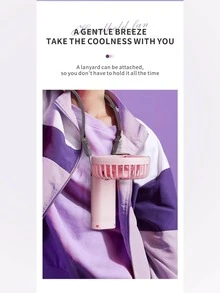 2024年最新款1入組便攜式頸掛/手持式風扇，搭載LED顯示屏，USB可充電小風扇，適用於學生、家庭、背包等場合。 - 多色 - 查看 4