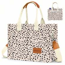 Canvas Tote Bag For Women With Pockets Crossbody Bag Tote Shoulder Handbags Casual Work Bags Everything Tote Bag - 豹紋 - 查看 1