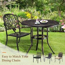 32*32*41" Outdoor Cast Aluminum Round Dining Table - Bronze - View 7