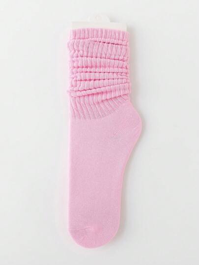 1 Pair Women's Sweet Dopamine Color Block Mid-Calf Socks, Casual & Versatile For Spring/Summer (No Card Included)