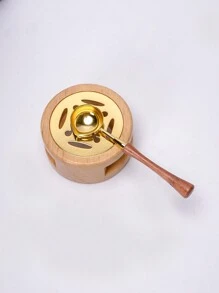 1pc Natural Wooden Wax Seal Melter And 1pc Golden Wooden Wax Stick For DIY Sealing Wax Beads Stamp Back To School,Back To School,School Supplies